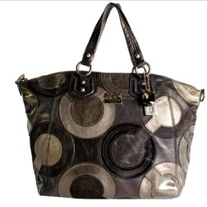 Couch Black Leather Madison Signature Inlaid Op Art Claire Tote